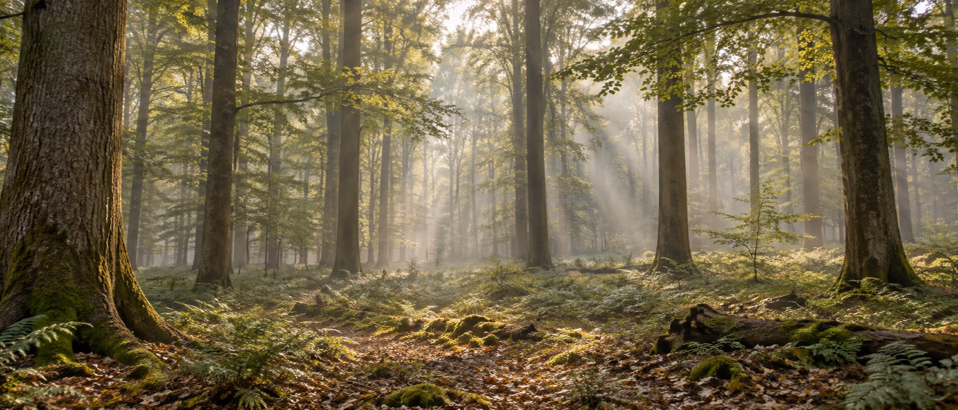 Misty managed woodland